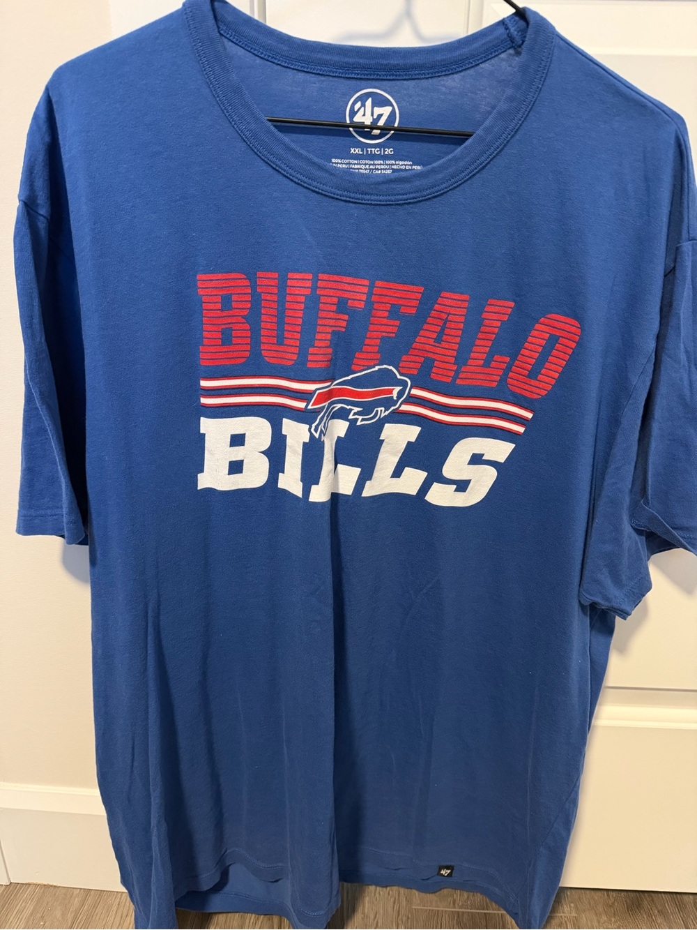 47 Brand Buffalo Bills Royal Blue Tee with Red and White Logo